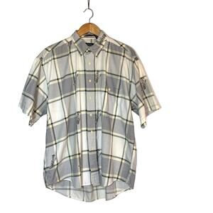 Salty Dog Gant Shirt Large Plaid Golf Cotton Button Down Short Sleeve